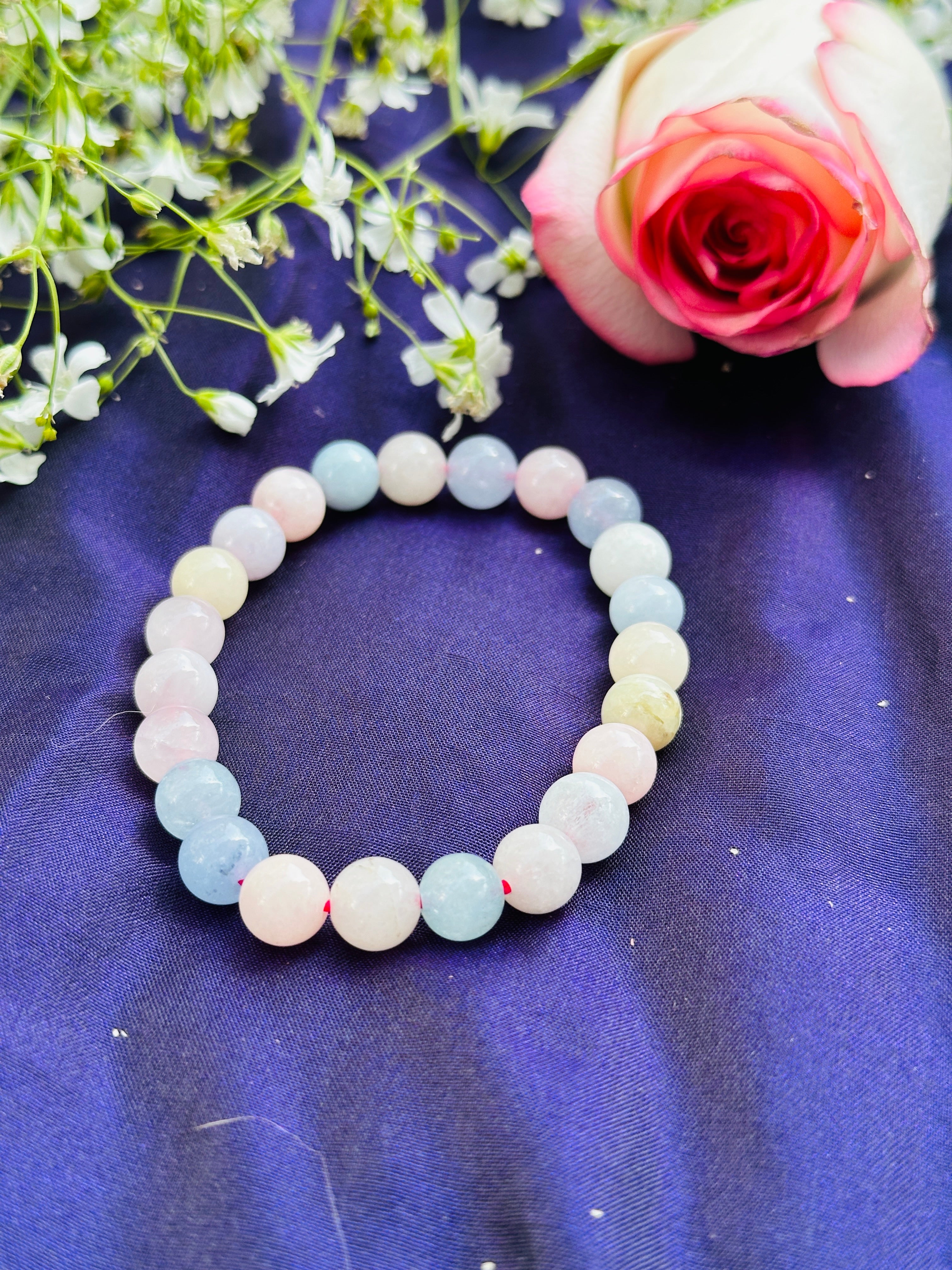 Fear, Anger, Stress and Anxiety Relief: Morganite Bracelet - Abhimantrit & Certified